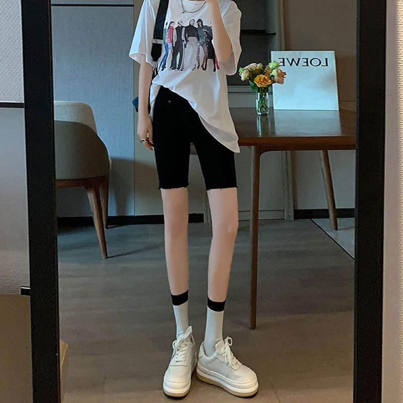 Cycling Shorts For Commute - Schwarze Denim-Shorts für Damen, dünn, Sommer,