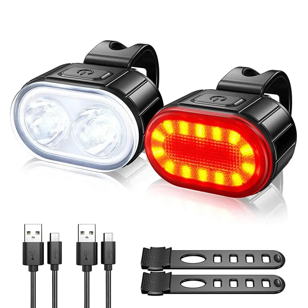 Bike Light Front Rear - Vordere und Hintere Fahrradbeleuchtung Wiederaufladbare Fahrrad-USB-Taschenlampe